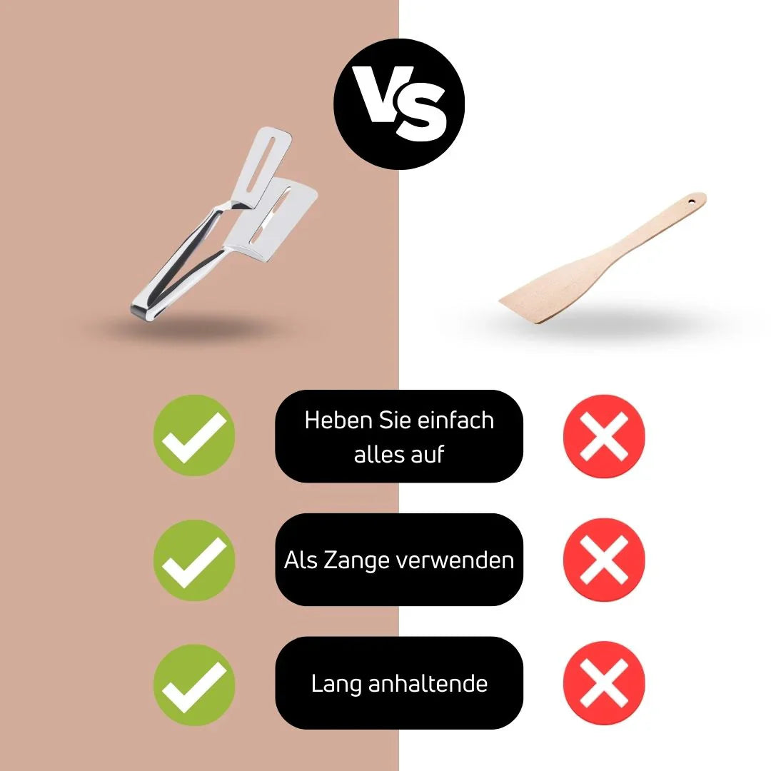 Skorter | Double-sided stainless steel turner with non-slip handle – Ideal for grilling and frying