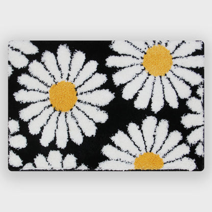 Skorter | Feblilac Sweet Daisy Bath Mat, Purple Flower Carpet Bathroom