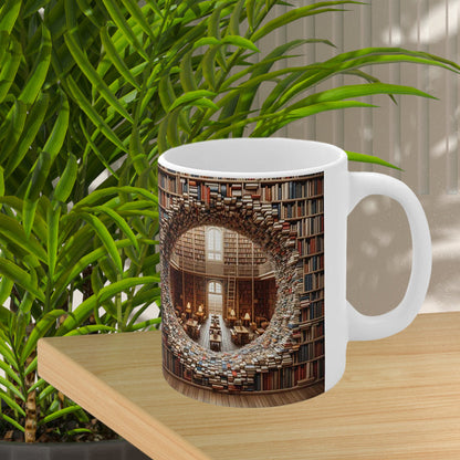 skorter | 3d Bookshelves Library Book Lovers Ceramic Mug
