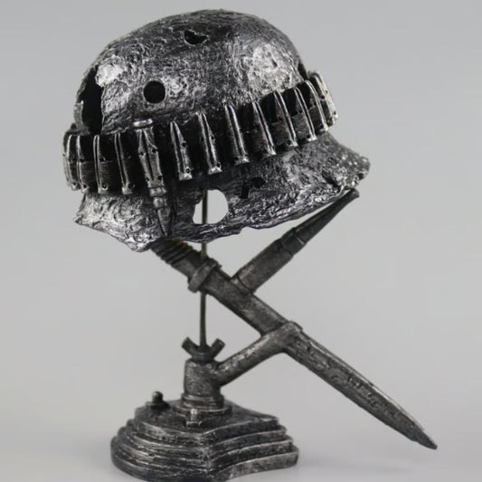 Skorter | AntiqueLume | Vintage Steel Helmet Table Lamp – Timeless Historical Home Décor