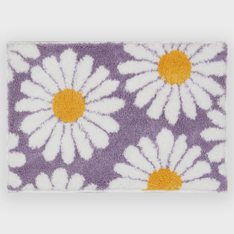 Skorter | Feblilac Sweet Daisy Bath Mat, Purple Flower Carpet Bathroom