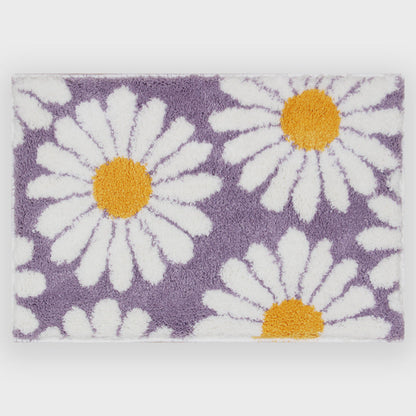 Skorter | Feblilac Sweet Daisy Bath Mat, Purple Flower Carpet Bathroom