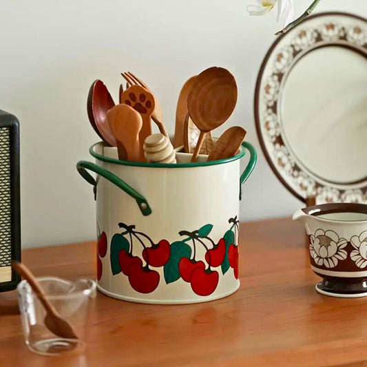 Skorter | Floral Utensil Storage Basket with Divider Lid