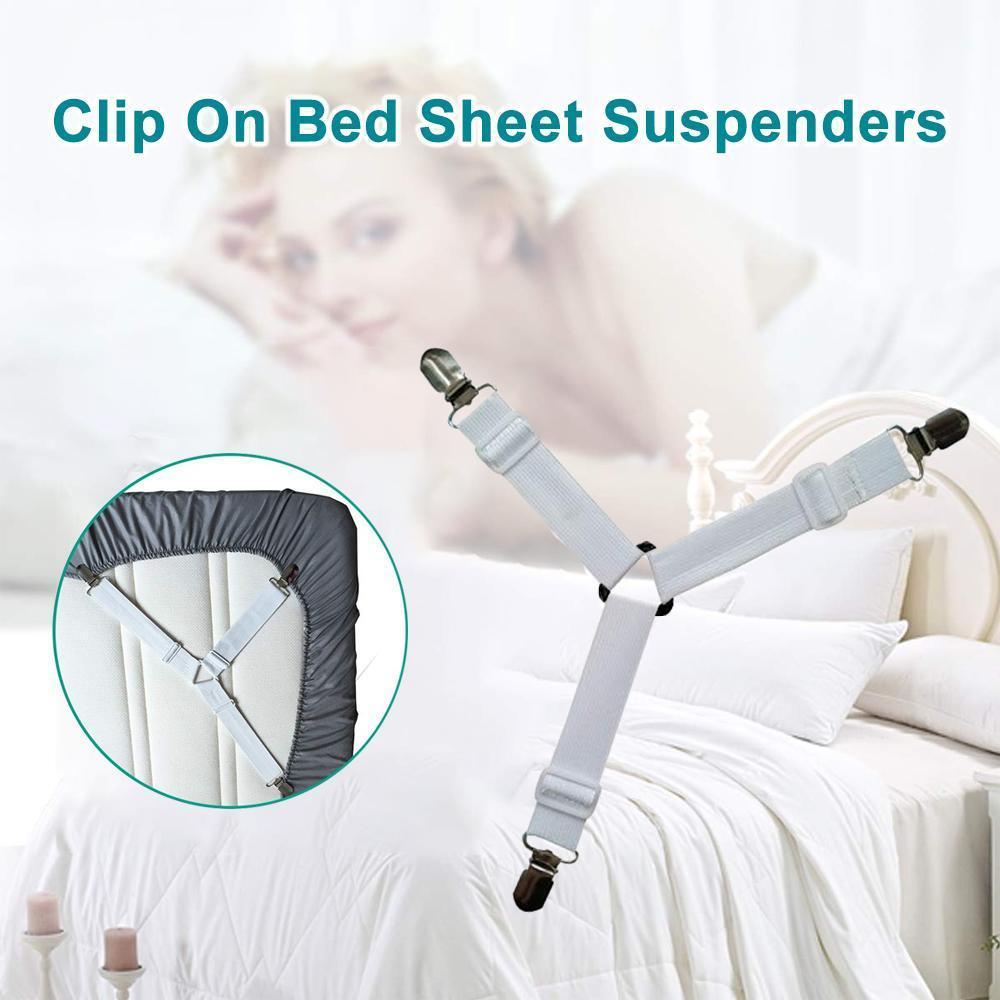 Skorter | Bed Sheet Tighter, 8-Pack Adjustable Triangular Elastic Band Straps