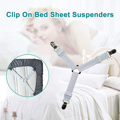 Skorter | Bed Sheet Tighter, 8-Pack Adjustable Triangular Elastic Band Straps