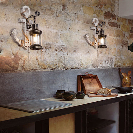 Skorter | Austin Vintage LED Wall Lamp - Anchor, Dining/Living Room, Metal/Wood