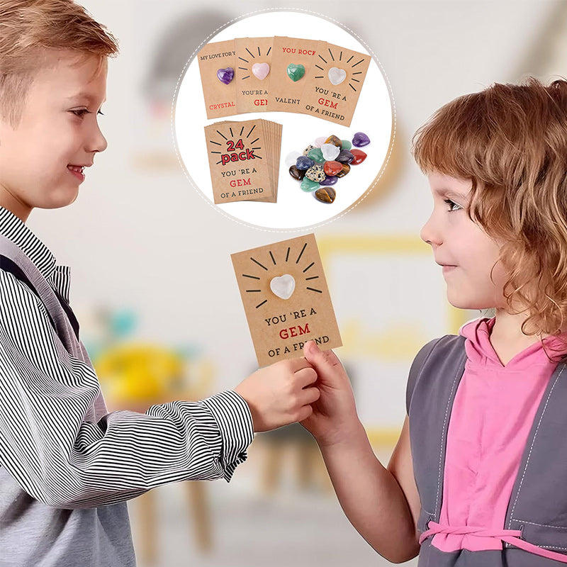 Skorter | 24-pack Valentine's Day cards with heart-shaped crystals