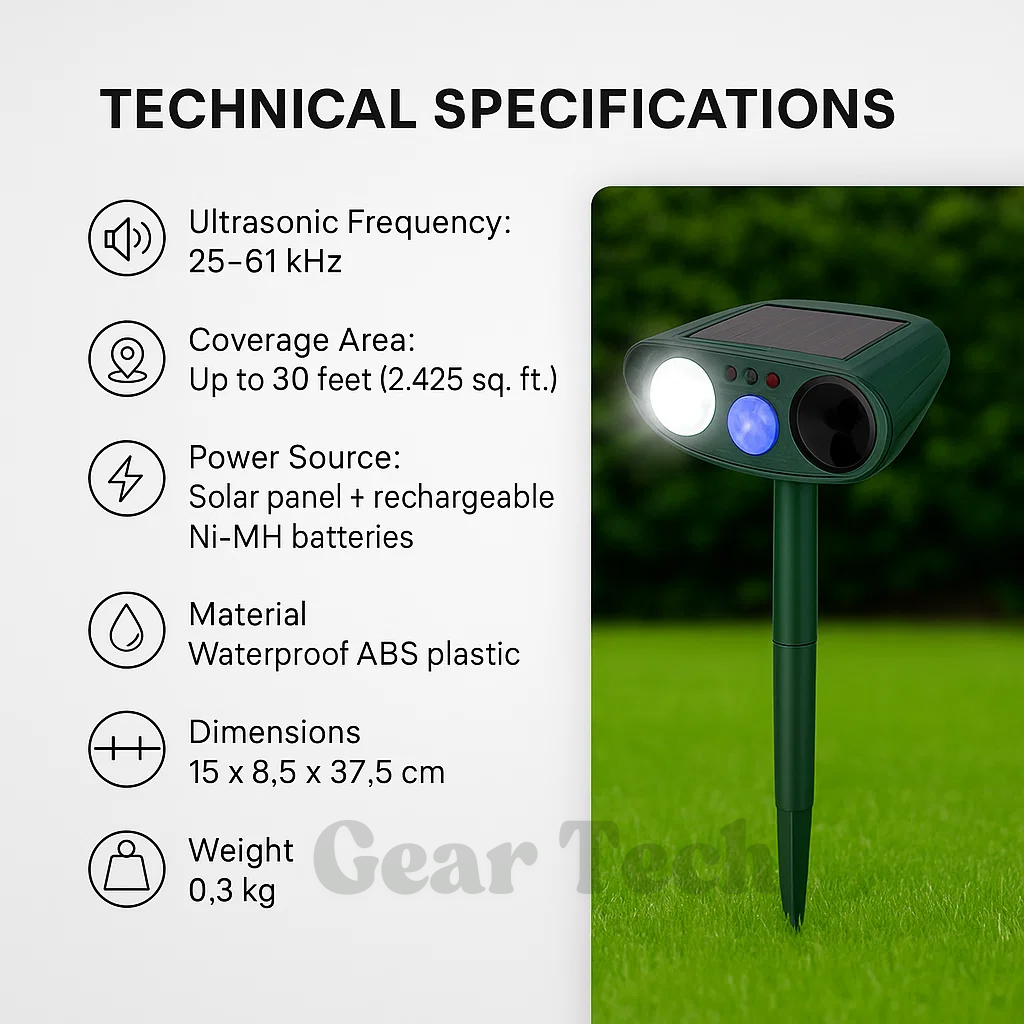 Skorter | Solar Powered Ultrasonic Rabbit Repeller with Flashing Light – Effective Pest Control for Gardens and Yards