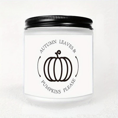Skorter | Autumn Leaves & Pumpkin Scented Candle - Glass Jar with Lid, Seasonal Aromatherapy Without Electricity