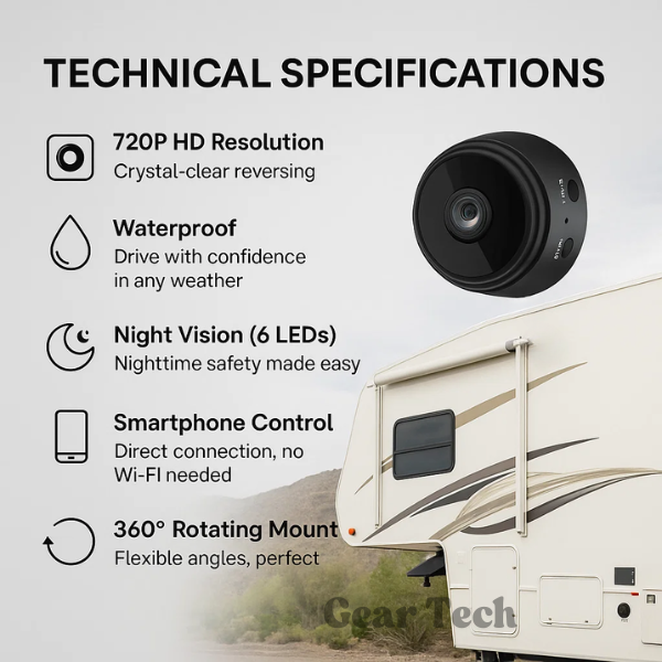 Skorter | HD Wireless Backup Camera for RVs, Trucks, and Trailers - Night Vision, Waterproof, Easy Installation