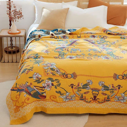 Skorter | Ethereal Cotton Floral Bird Blanket