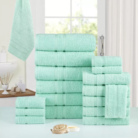 Skorter | 18-pieces: Bibb Home Zero Twist Egyptian cotton towel set