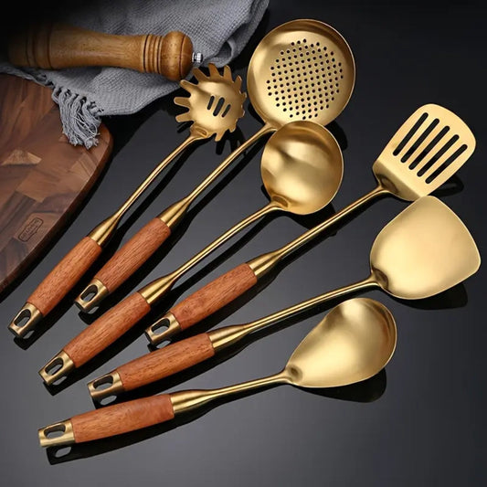 Skorter | Chef’s Choice Golden Kitchen Utensils | 6pcs Set