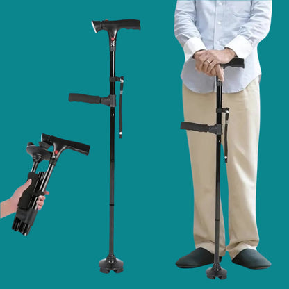 Skorter | Folding Cane - Lightweight Telescopic Walking Stick for Seniors & Travelers - Collapsible Mobility Aid for Easy Transport