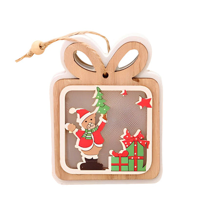 Skorter | 2 Pieces Wooden Modern Hanging Ornaments with Button Battery