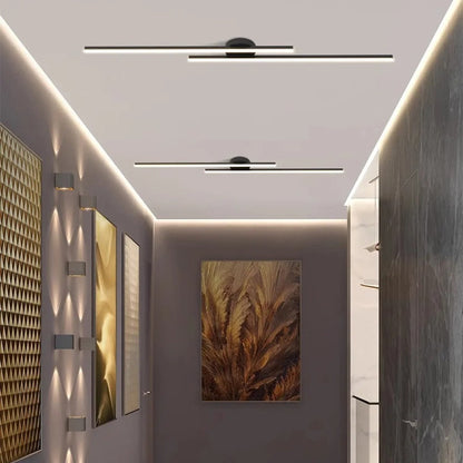 Skorter | Minimalist Modern Hallway Lights – Long Strip Linear Ceiling Lamp, Close-to-Ceiling Chandelier, Remote Dimmable for Home Interiors