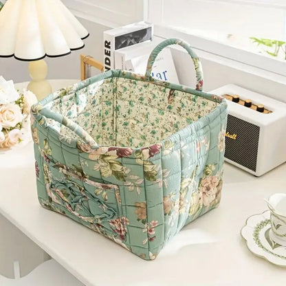 Skorter | Floral Canvas Storage Basket for Home Organization