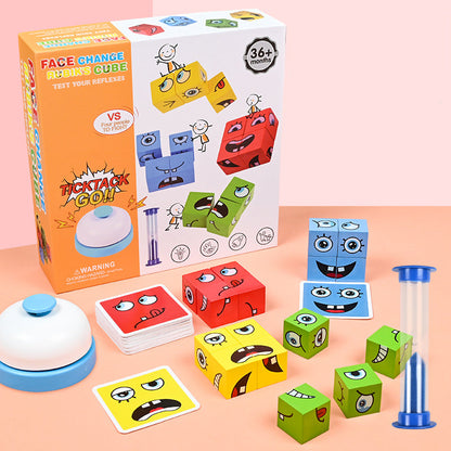 Skorter | Children's Wooden Face Changing Magic Cube Building Block Toy Set
