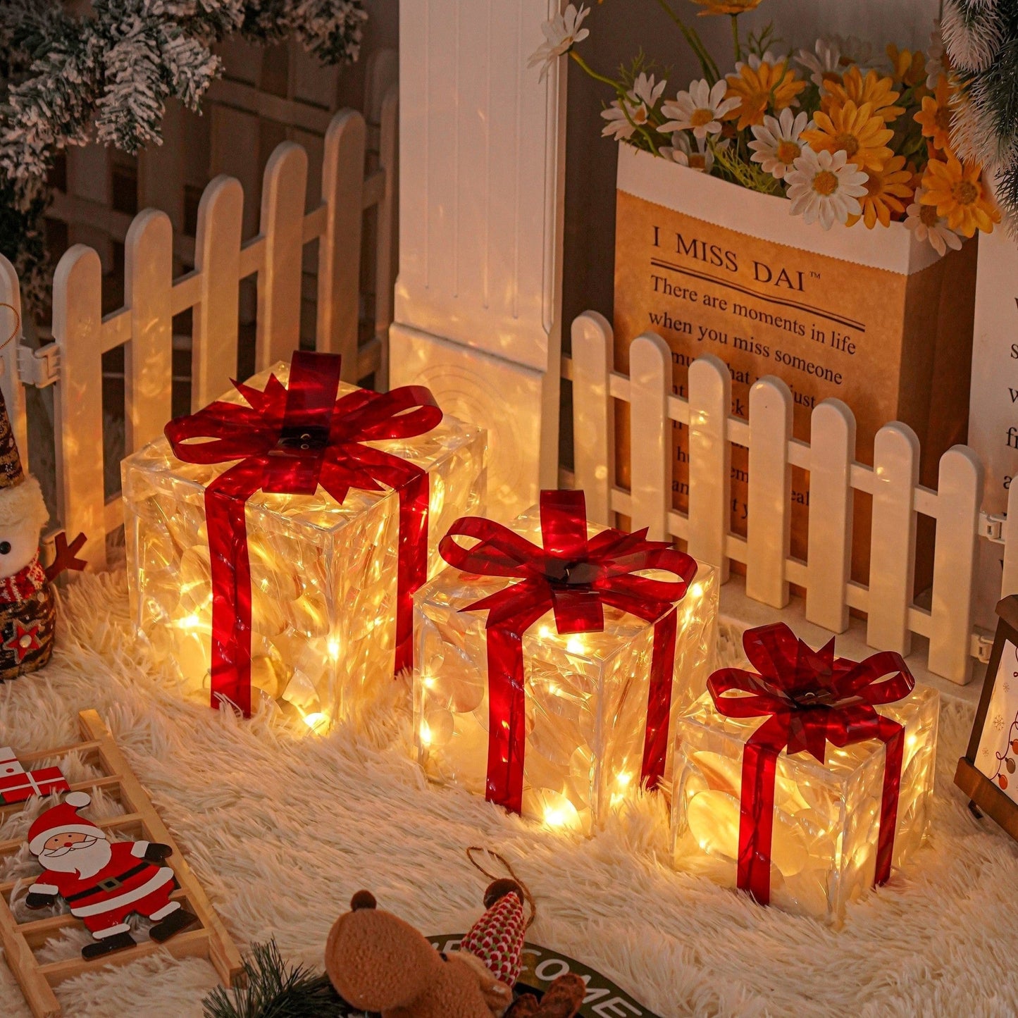 Skorter | GlowBox LED Gift Boxes – Set of 3 Illuminated Christmas Gifts for Indoor and Outdoor