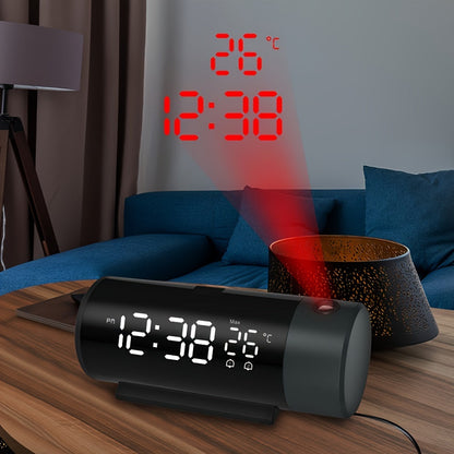 Skorter | ProjectElite - Modern Black Projector Alarm Clock with Dual Time and Temperature Display