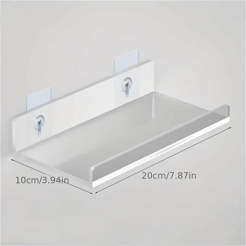 Skorter | Acrylic Shelf - Floating Hanging Shelf - Drill-Free Shower Shelf and Storage Shelf