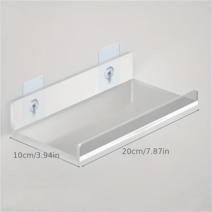 Skorter | Acrylic Shelf - Floating Hanging Shelf - Drill-Free Shower Shelf and Storage Shelf