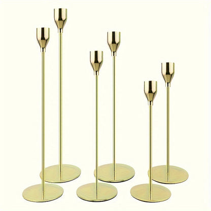 Skorter | 6-piece Set Black/Gold Candelabra - For Restaurant, Wedding, Dinner & Party Decoration