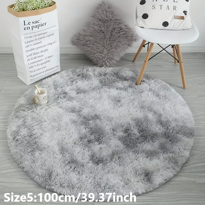 Skorter | 1pc Tie-dye Plushfiber Round Rug - Soft and Warm Decorative Mat for Living Room, Bedroom and Yoga