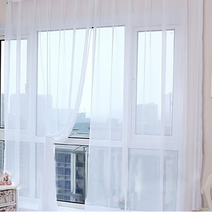 Skorter | 2 pcs Flower Voile Curtains - 200cm x 100cm Sheer Window Panels with Eyelets, Lightweight & Washable