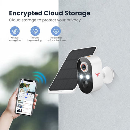 Skorter | 1080p Wireless Surveillance Camera with Solar Panel, AI Human Recognition, 2-Way Talk, Night Mode, 2.4G WiFi