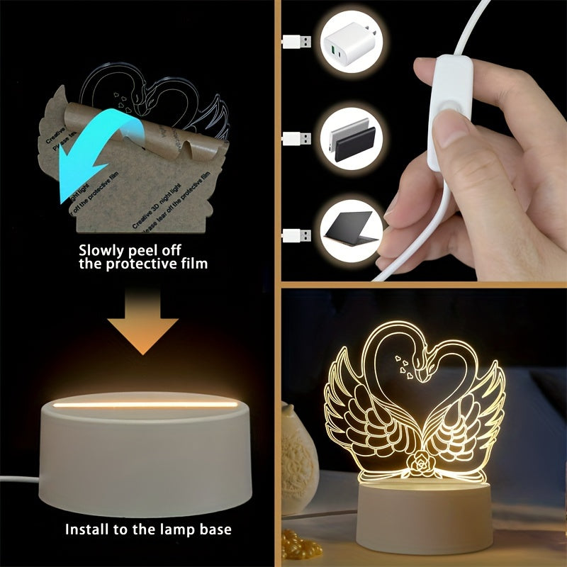 Skorter | Swan Light - USB Powered 3D LED Table Lamp with Acrylic Frame