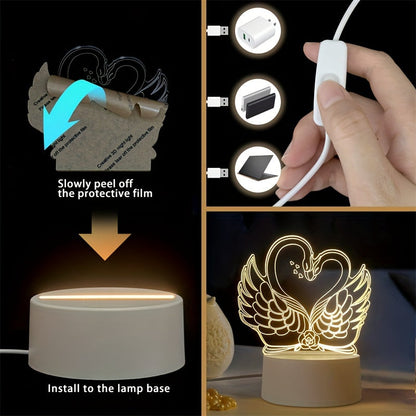 Skorter | Swan Light - USB Powered 3D LED Table Lamp with Acrylic Frame