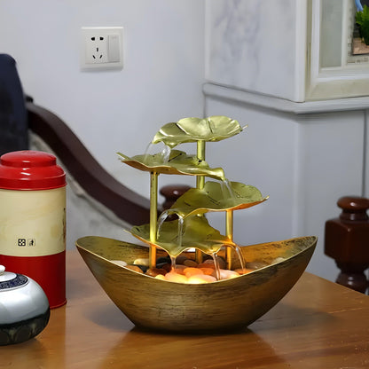 Skorter | Aquaura - Table Fountain with LED lights made of soothing leaves