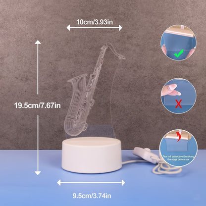Skorter | SaxGlow - 3D Saxophone LED Night Light, USB-Powered Table Lamp