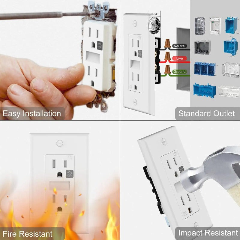 Skorter | 4 Pack LED Night Light Wall Outlet - Easy to Install, Standard Electrical Outlet with Night Light