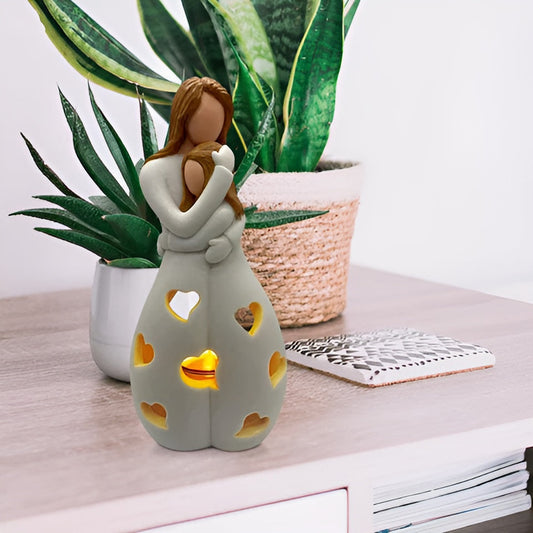 Skorter | Embracing Mother Daughter Figure Flickering Candle Holder - LoveGlow
