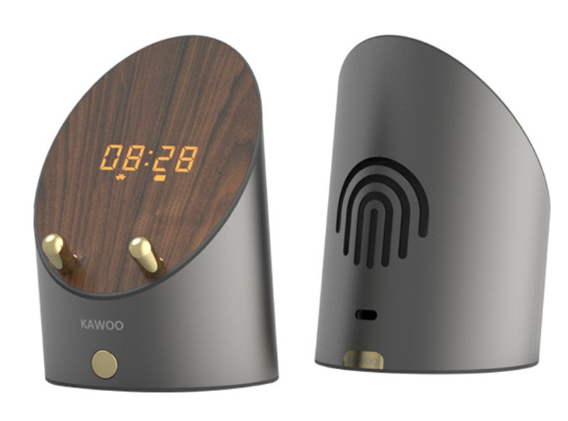 Skorter | Wireless Induction Bluetooth Desktop Mini Speaker, with Clock, Alarm, Phone Holder, No Bluetooth Connection Required