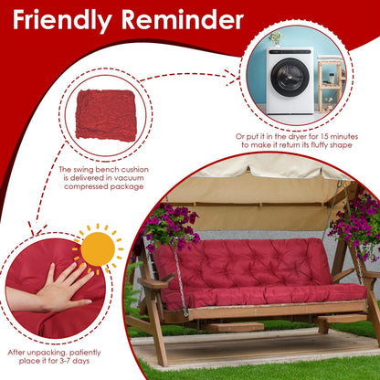 Skorter | 2-3 Seater Swing Cushion Replacement Swing Beach Cushions with Back Support 8-Band Straps