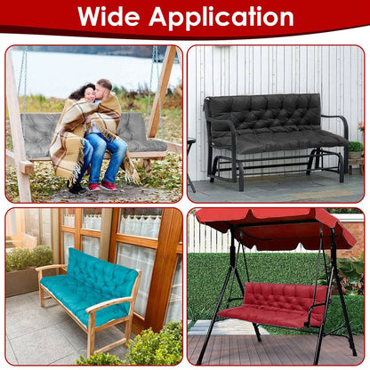 Skorter | 2-3 Seater Swing Cushion Replacement Swing Beach Cushions with Back Support 8-Band Straps