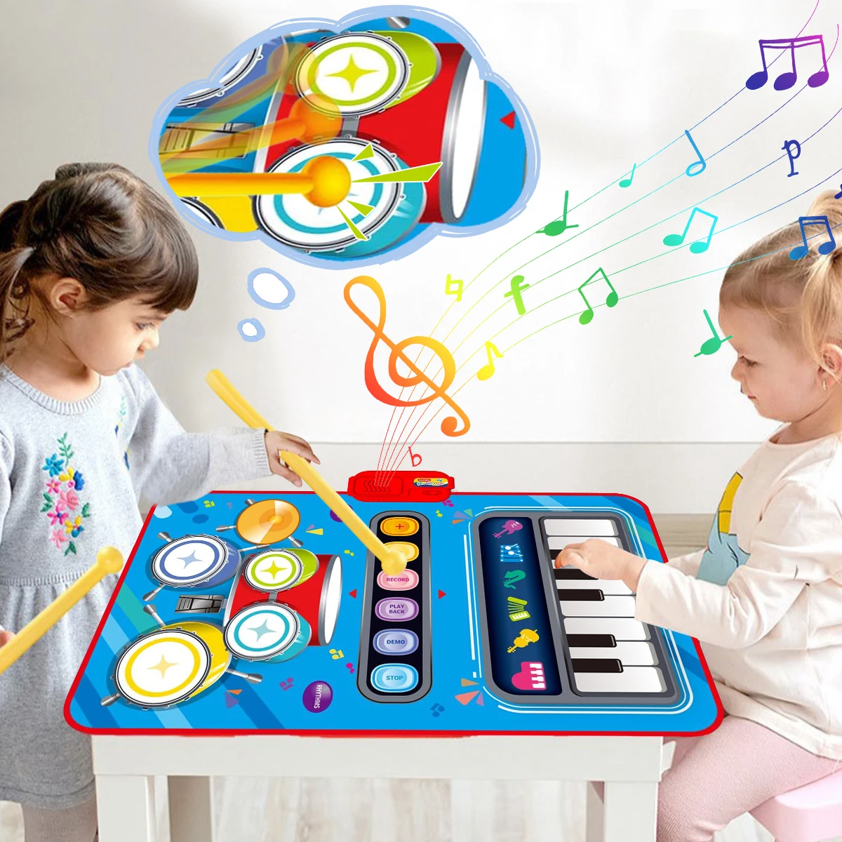 Skorter | PlayTune Sound Mat – Interactive Music Mat for Kids with 5 Instruments (Drums, Piano, Violin)