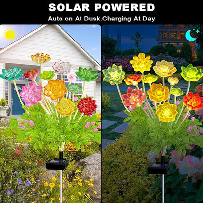 Skorter | 2 Pack - Solar-Powered LED Succulent Stake Lights
