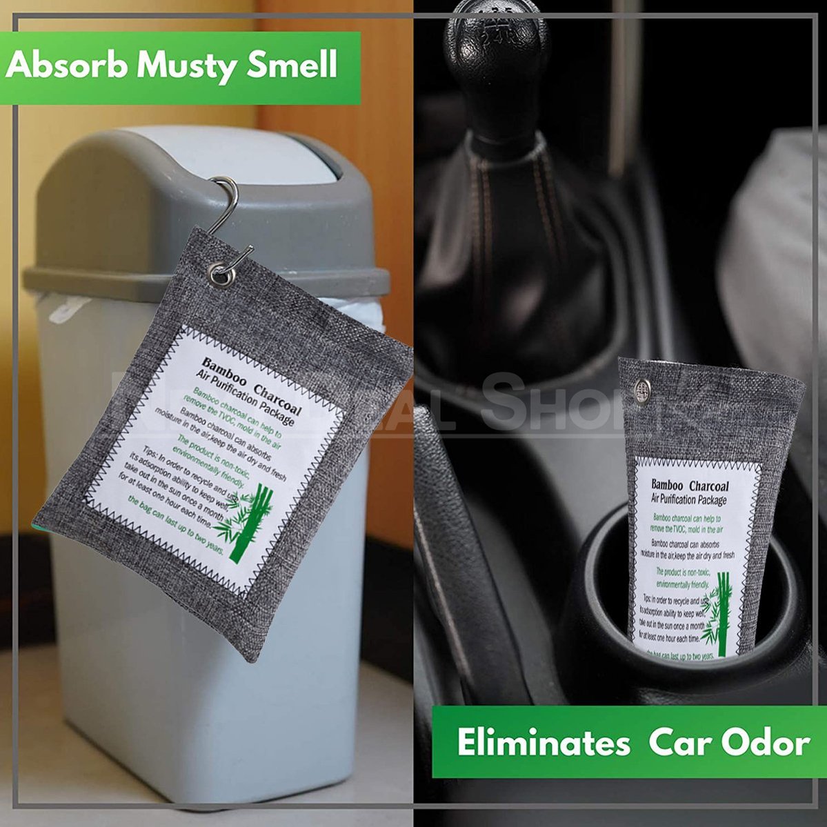 Skorter | 2 Pack Bamboo Charcoal Air Purifying Bag - Odor Remover for Home, Car, and Closet