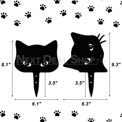 Skorter | 2 Pcs - Metal Cat Silhouette Garden Decor
