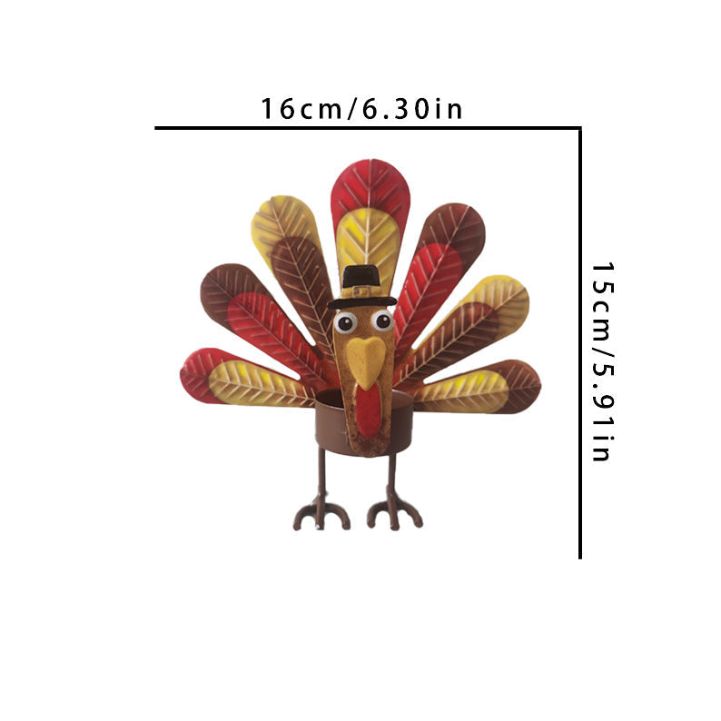 Skorter | 2 Pcs - Metal Turkey Tea Candle Holder