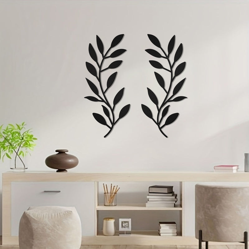 Skorter | 2 Pcs - Olive Leaf Branch Metal Wall Decor