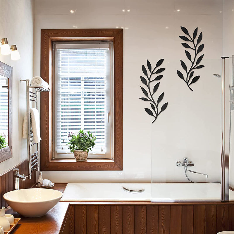 Skorter | 2 Pcs - Olive Leaf Branch Metal Wall Decor