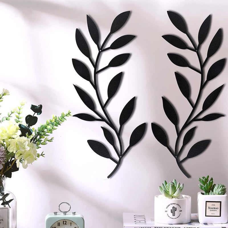 Skorter | 2 Pcs - Olive Leaf Branch Metal Wall Decor