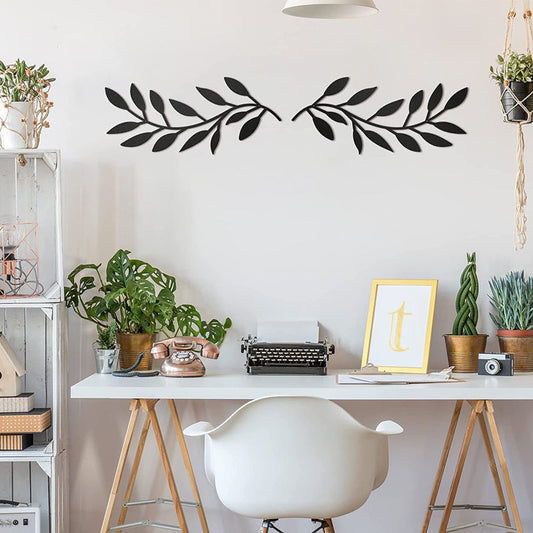 Skorter | 2 Pcs - Olive Leaf Branch Metal Wall Decor
