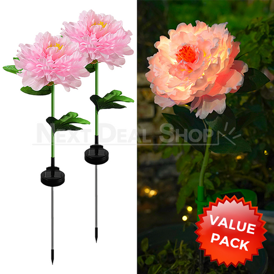 Skorter | 2 pcs - Solar-powered LED Pink Peony Stake Light