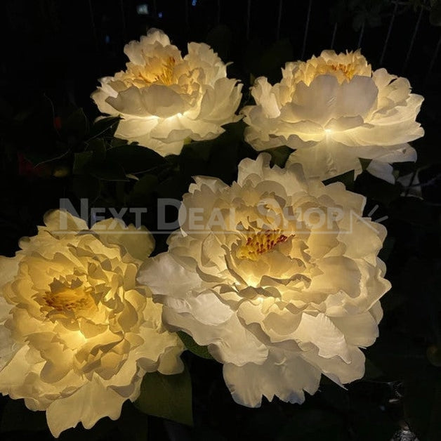 Skorter | 2 Pcs - Solar Powered LED Yellow Peony Stake Light